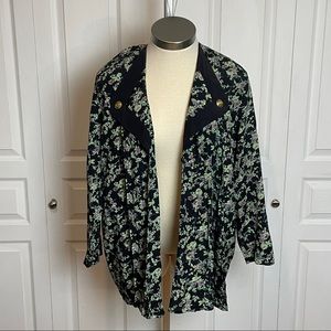 Open Front RETRO 90s Floral Jacket SIZE 16